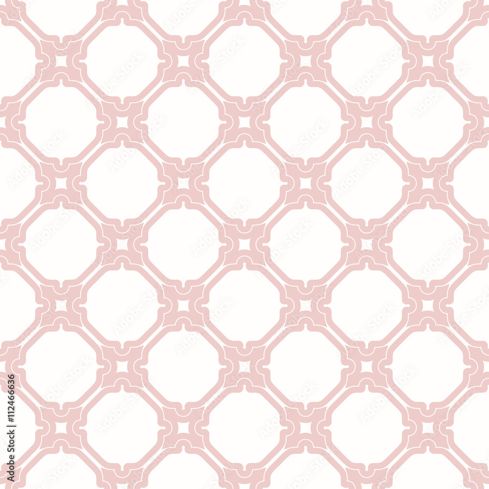 Fototapeta premium Seamless vector ornament. Modern geometric pattern with repeating elements. Pink and white pattern