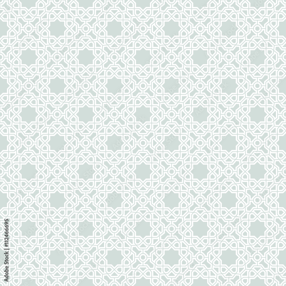 Seamless vector ornament. Modern geometric pattern with repeating elements. Light blue and white pattern