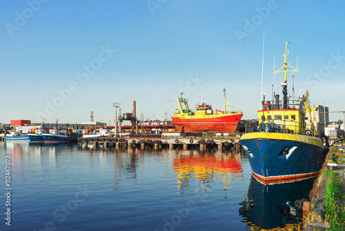 Ships on the Marina in Ventspils in Latvia photo