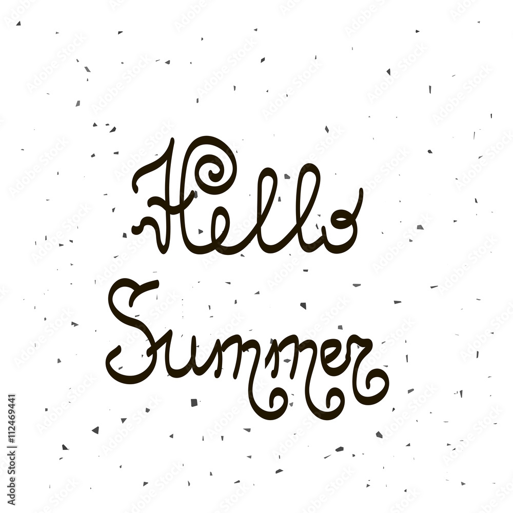 Brush Lettering Composition.Phrase Hello Summer. Hello Summer Text Title Poster Design