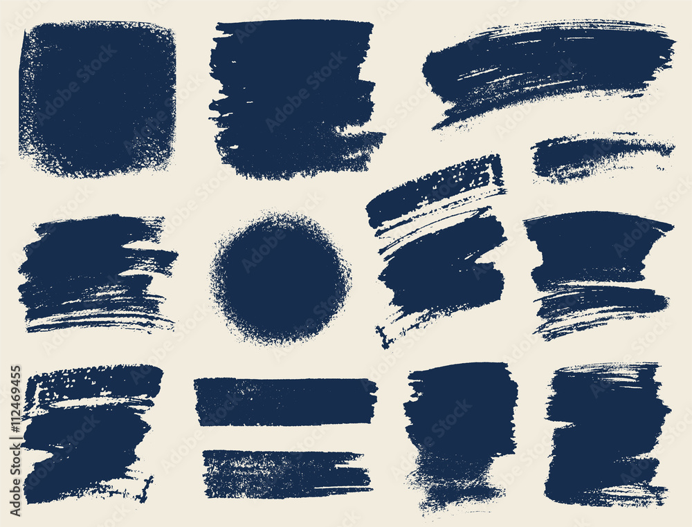 Vector set of hand drawn brush strokes and stains.