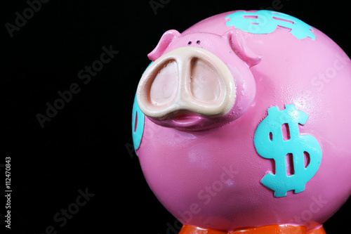 Piggy bank isolated on a black background
