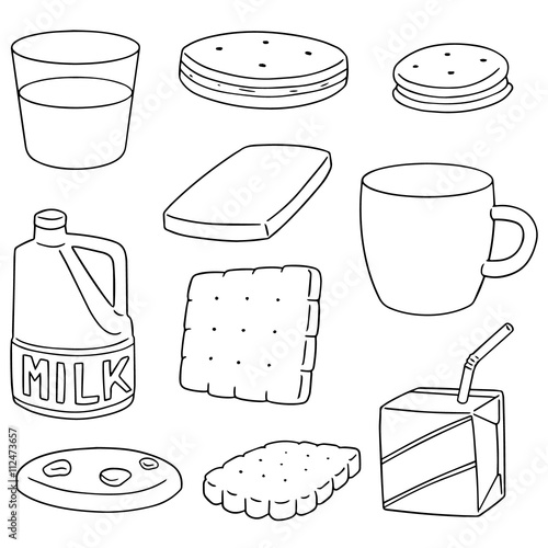 vector set of milk and biscuit