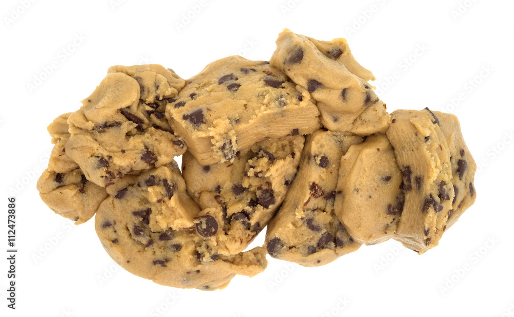 Chocolate chip cookie dough chunks isolated on a white background. Chocolate chip cookie dough chunks isolated on a white background.