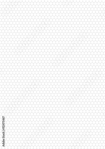 Gray hexagon grid on vertical a4 sheet