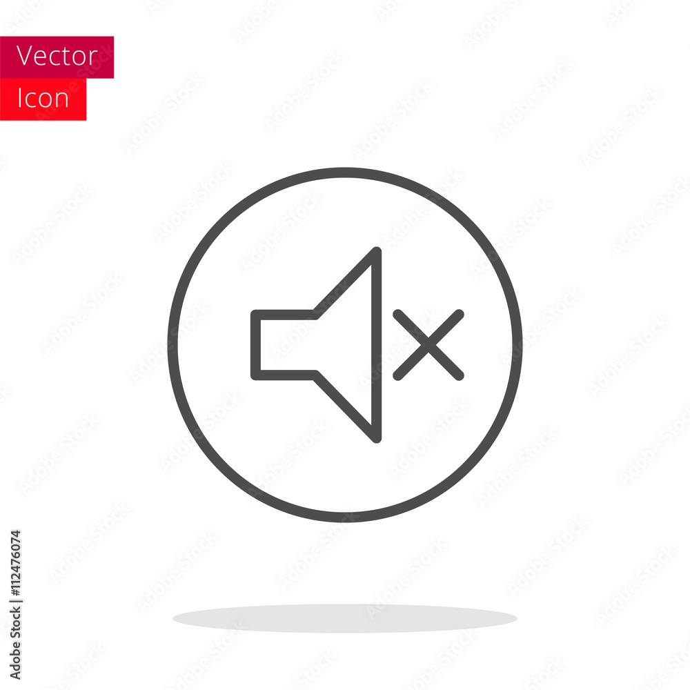 Stop music or no sound thin line icon Stop music or no sound thin line icon