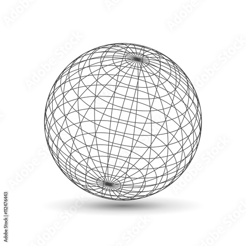 Wireframe globe icon, 3d version
