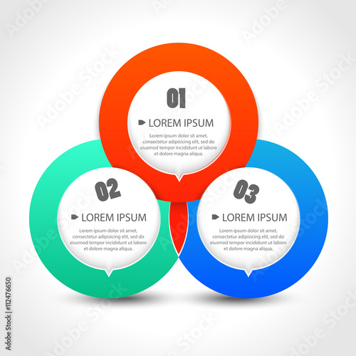 Infographics template with with three circular banners