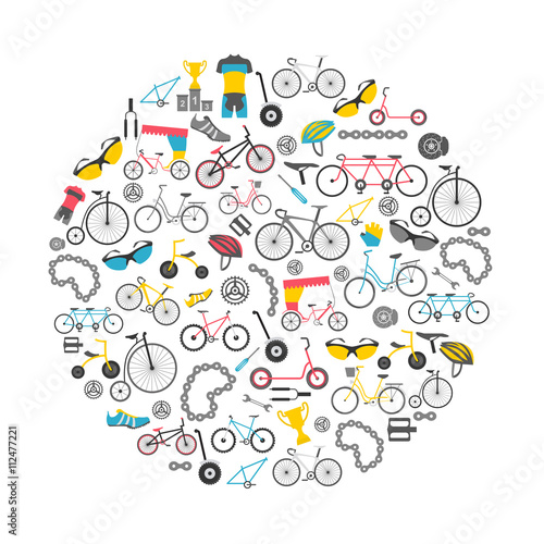 Bicycle icon set. Bike types. Vector illustration flat design