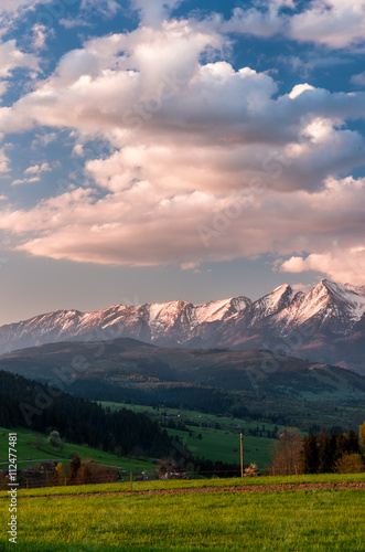 Cloudy Tatra mountains in the morning over Spisz highland