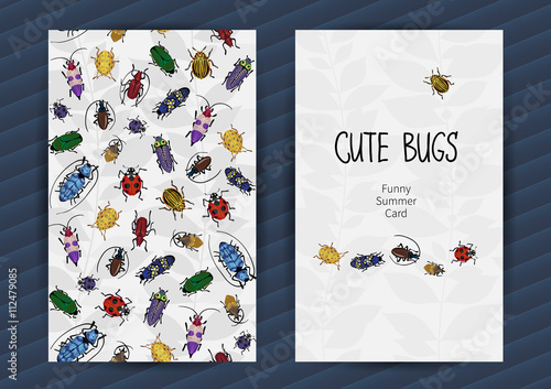 Summer cards with funny insects.