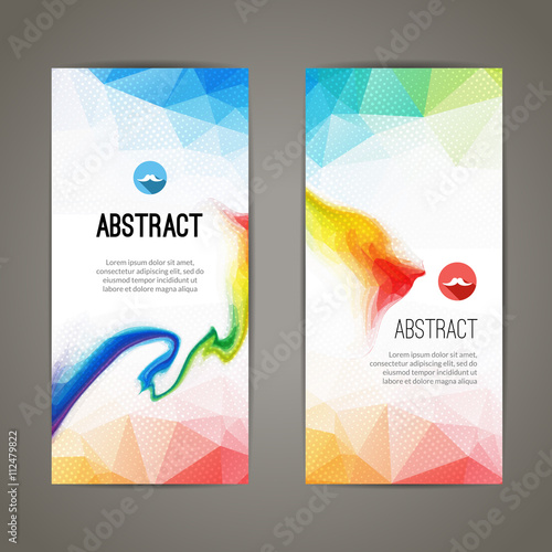 Set of polygonal triangular colorful geometric banners for innovate youth modern design