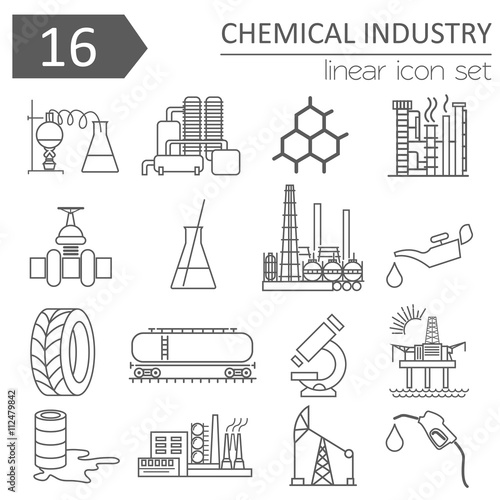 Chemical industry icon set. Thin line icon design
