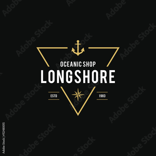 Vintage nautical labels design elements. Oceanic Equipment Shop Logo