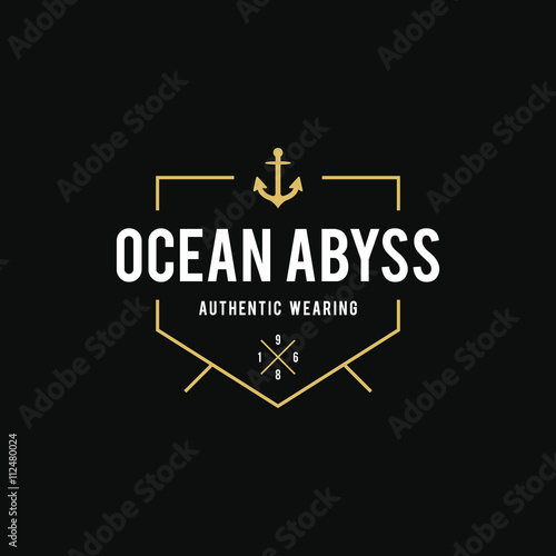 Vintage nautical labels design elements. Oceanic Equipment Shop Logo