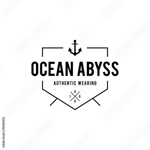 Vintage nautical labels design elements. Oceanic Equipment Shop Logo