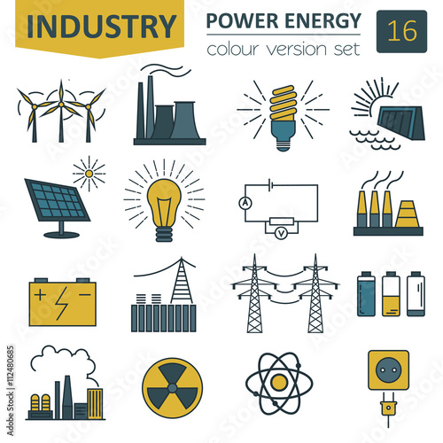 Power energy icon set. Colour version design
