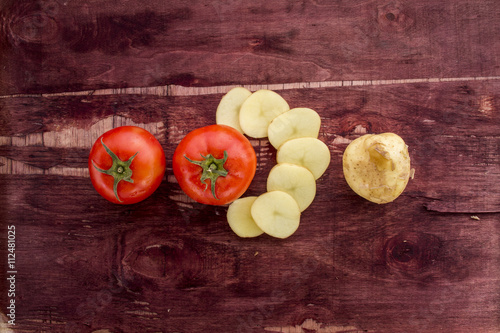 Vegetables on old wood surface