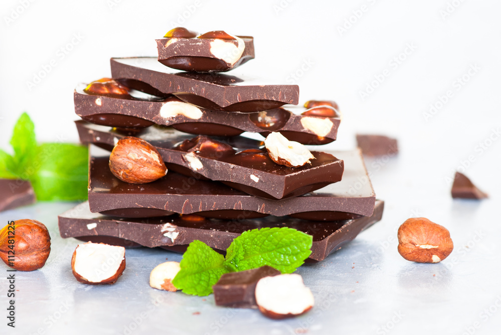 Dark chocolate with hazelnuts Dark chocolate with hazelnuts