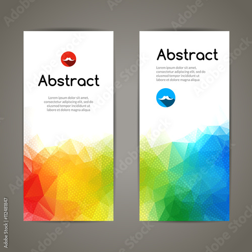 Set of polygonal triangular colorful geometric banners for innovate youth modern design