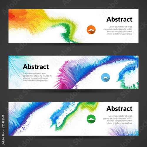 Set of polygonal triangular colorful geometric banners for innovate youth modern design