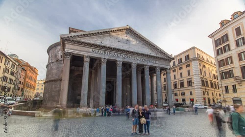 Tourists visit the Pantheon timelapse hyperlapse at Rome, Italy. photo