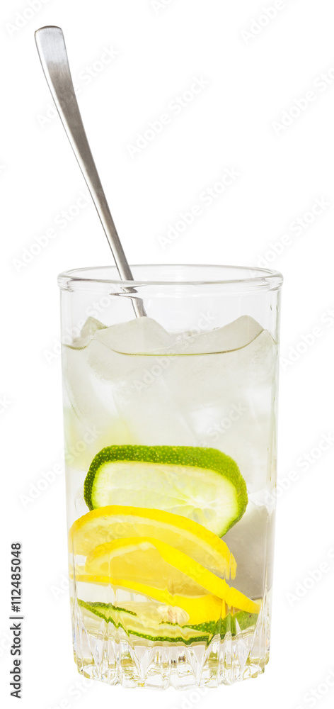 Fototapeta premium glass tumbler with spoon and cold lemonade