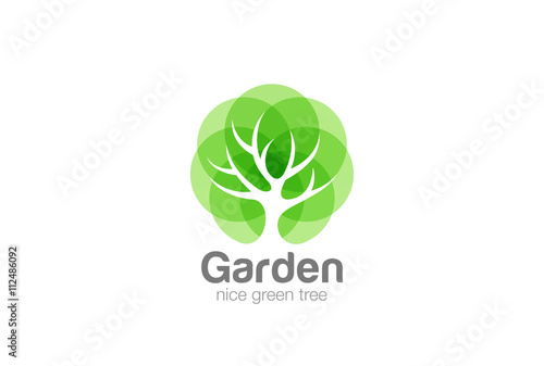 Tree Logo abstract design vector Negative space Eco Green Oak