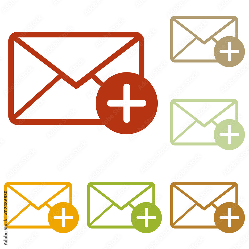 Mail sign illustration with add mark Mail sign illustration with add mark