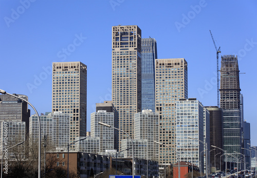 Skyline of modern buildings in Beijing's Central Business District. Beijing, China photo