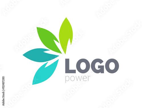 Green leaf logo design. Four leaves health environmental logo. Green logo. Leaf logo, health icon