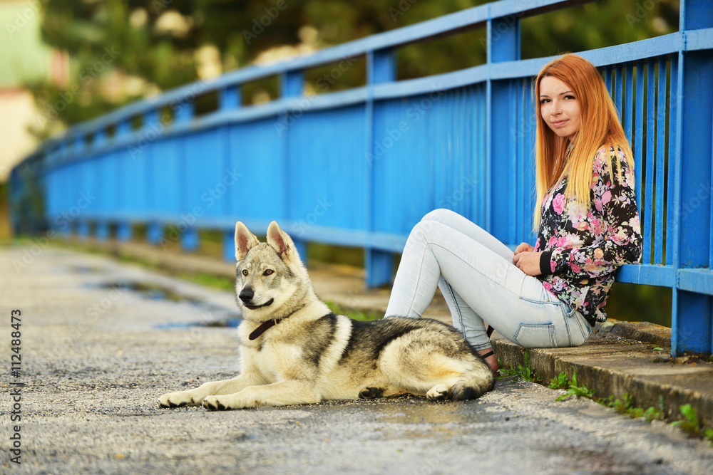 Lovely Woman Posing With a Wolf Lovely Woman Posing With a Wolf