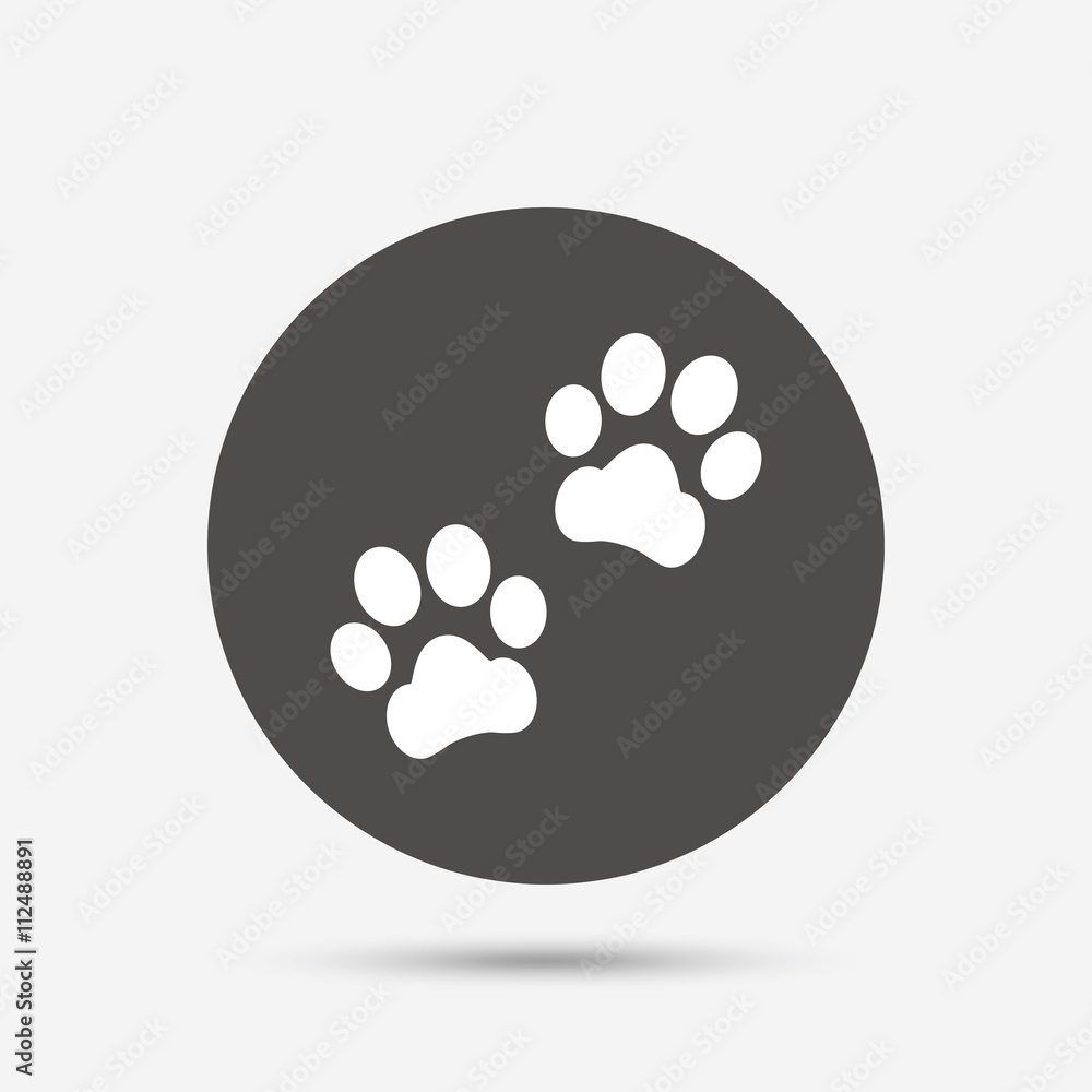 Paw sign icon. Dog pets steps symbol. Paw sign icon. Dog pets steps symbol.