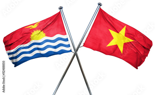Kiribati flag with Vietnam flag, 3D rendering