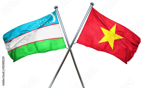Free Download Uzbekistan flag with Vietnam flag, 3D rendering - GFXLoad
