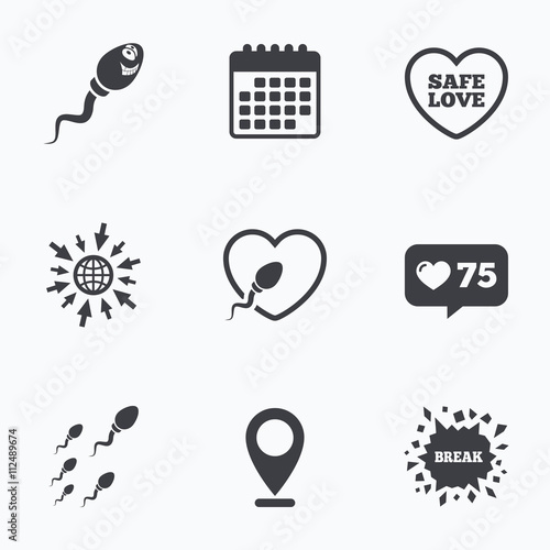 Sperm icons. Fertilization or insemination signs