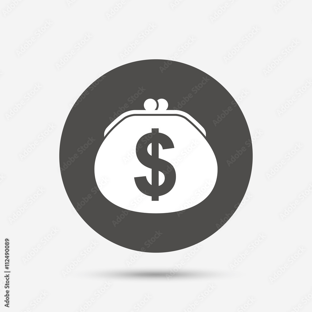 Wallet dollar sign icon. Cash bag symbol. Wallet dollar sign icon. Cash bag symbol.
