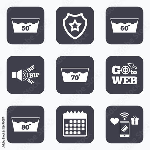 Wash icons. Machine washable at sixty degrees.