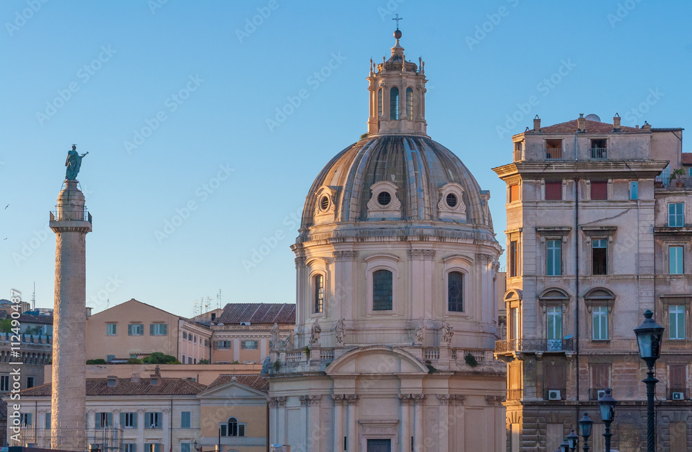 Trajan's Column and Church of Santa Maria di Loreto, Rome