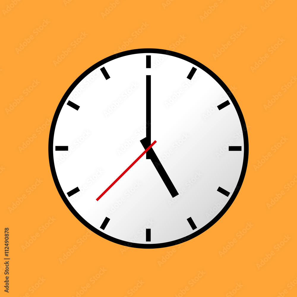 Clock icon, Vector illustration, flat design. Easy to use and edit. EPS10. Orange background. Clock icon, Vector illustration, flat design. Easy to use and edit. EPS10. Orange background.