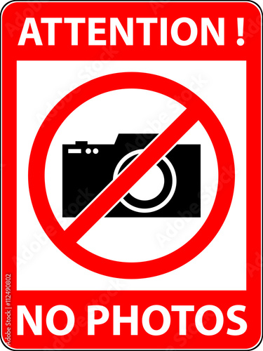 No photography, camera prohibited symbol. Sign indicating the prohibition or rule. Warning and forbidden. Flat design. Vector illustration. Easy to use and edit. EPS10.