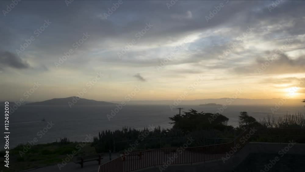 Dramatic left pan time lapse of Golden Gate Bridge and bay Dramatic left pan time lapse of Golden Gate Bridge and bay