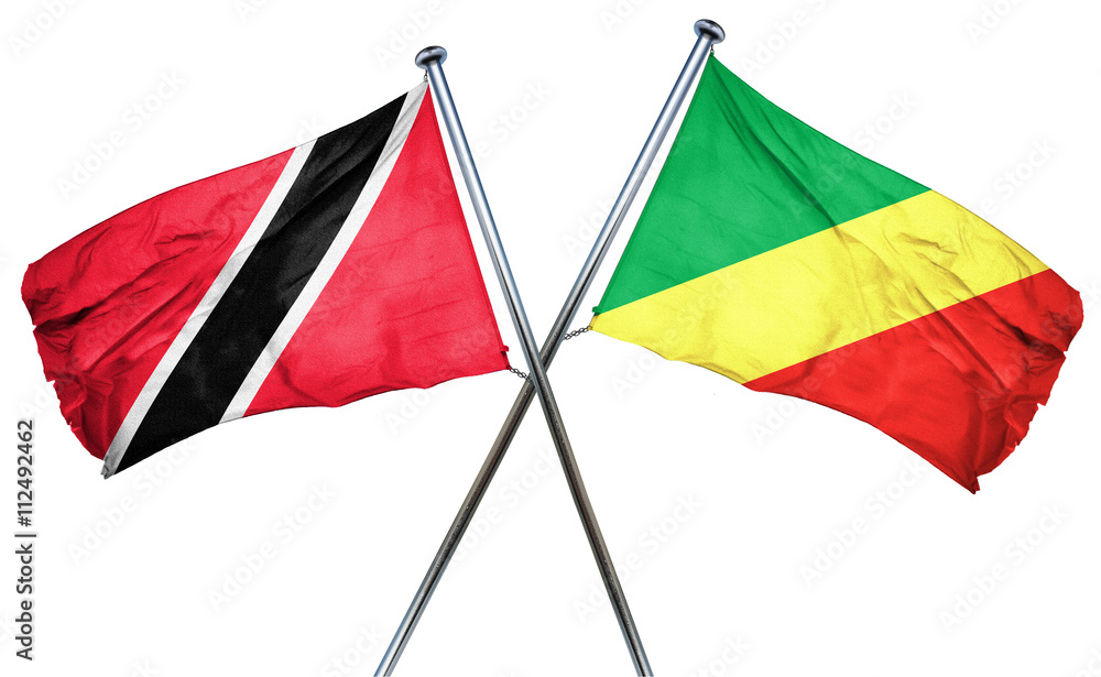 Trinidad and tobago flag with Congo flag, 3D rendering