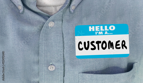 Hello Im a Customer Name Tag Sticker Shirt Words 3d Illustration photo