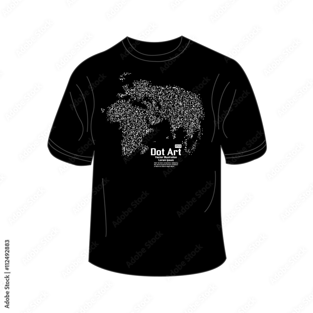 T-shirt design with World map point. Vector illustration