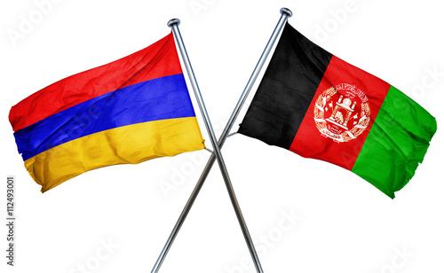 Armenia flag with Afghanistan flag, 3D rendering