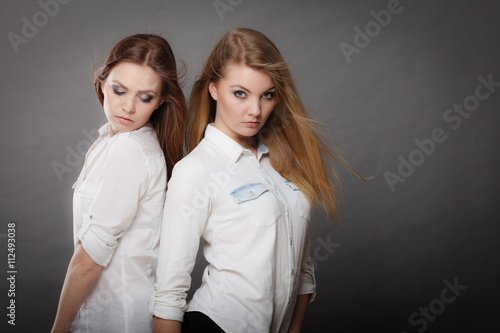 Two beautiful photomodels portrait.