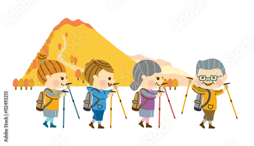 ハイキングする家族　その2