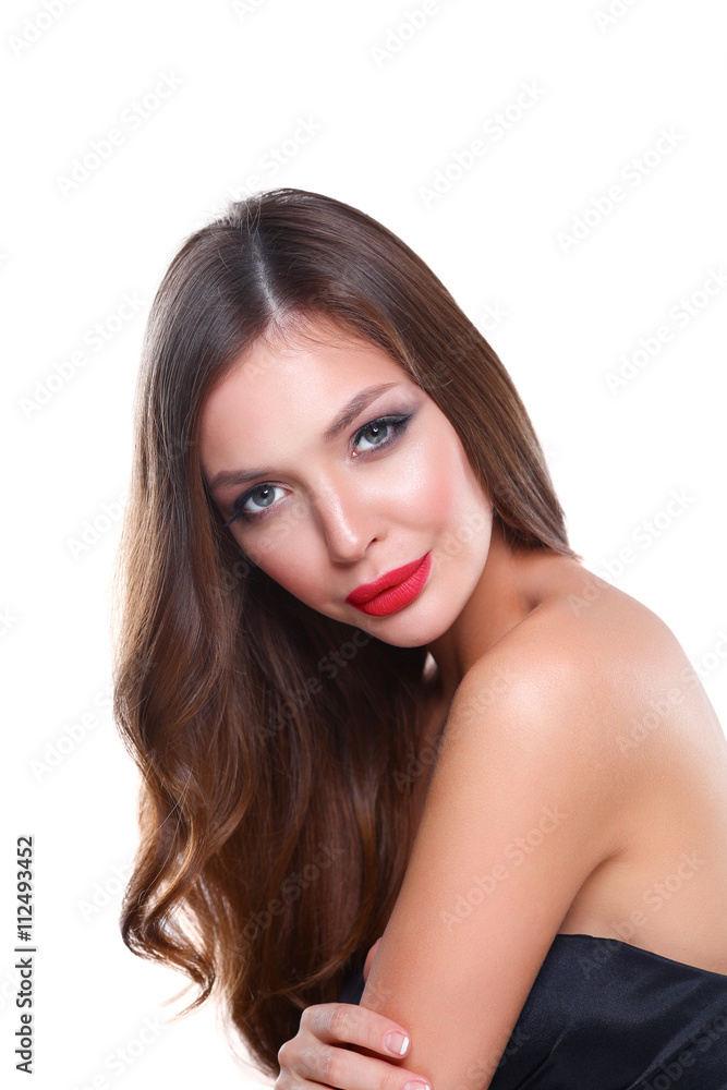 Portrait of beautiful young woman . Isolated on white background Portrait of beautiful young woman . Isolated on white background