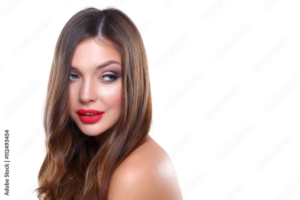 Portrait of beautiful young woman . Isolated on white background Portrait of beautiful young woman . Isolated on white background